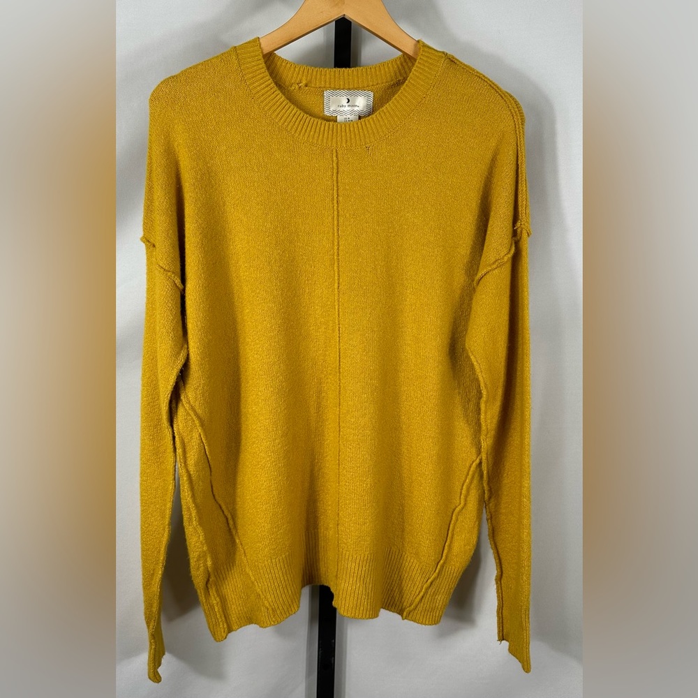 Ruby Moon Boutique Mustard Yellow Inside Out Style Soft Stretchy Sweater Medium